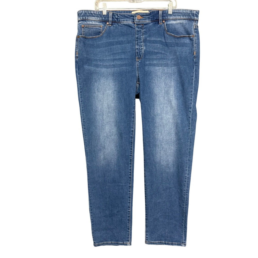 Soft Surroundings Jeans Womens 1X Blue Straight Leg Stretch Pull On Slimming